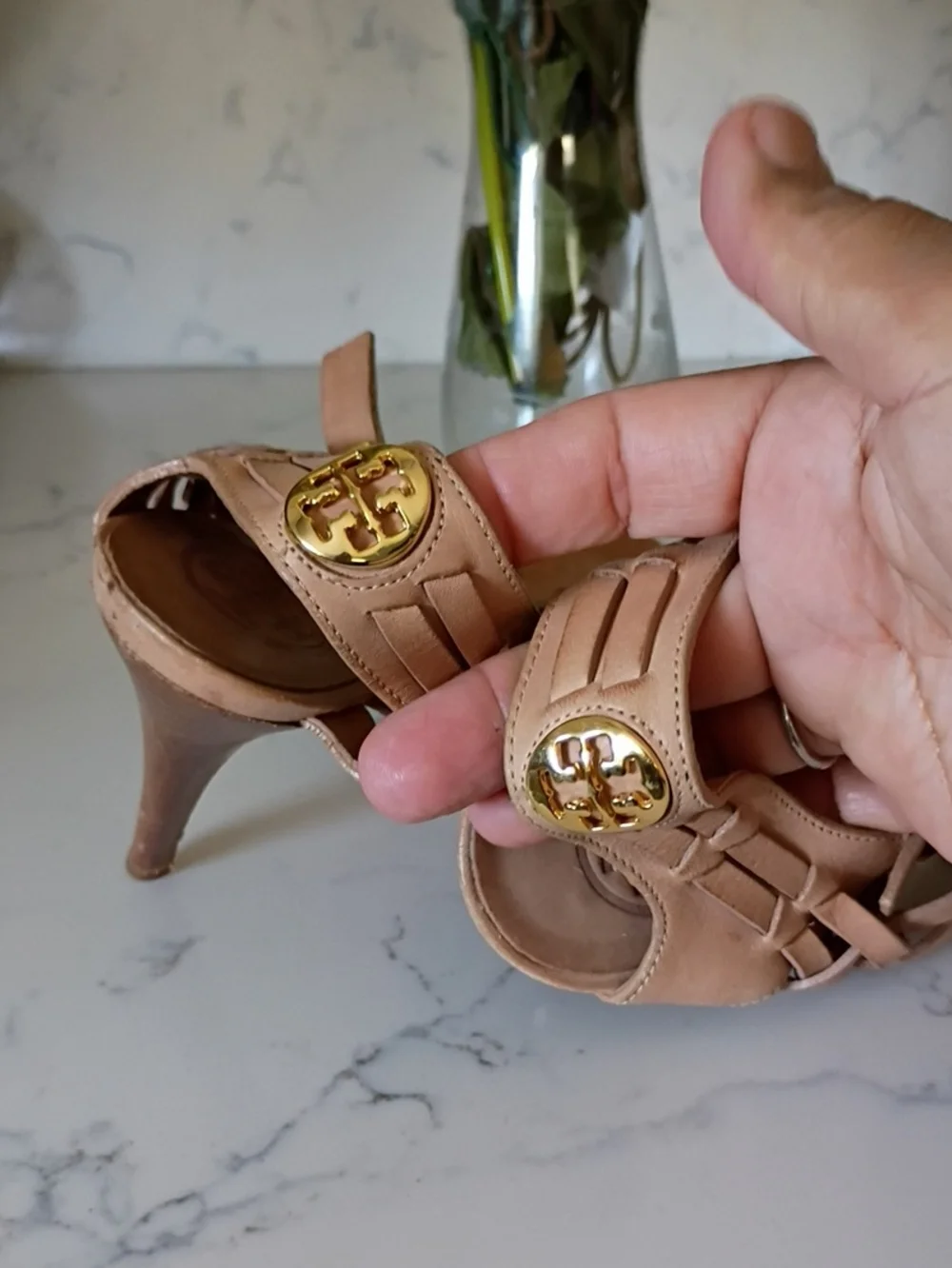 Tory Burch Woven Tan Leather HEELS